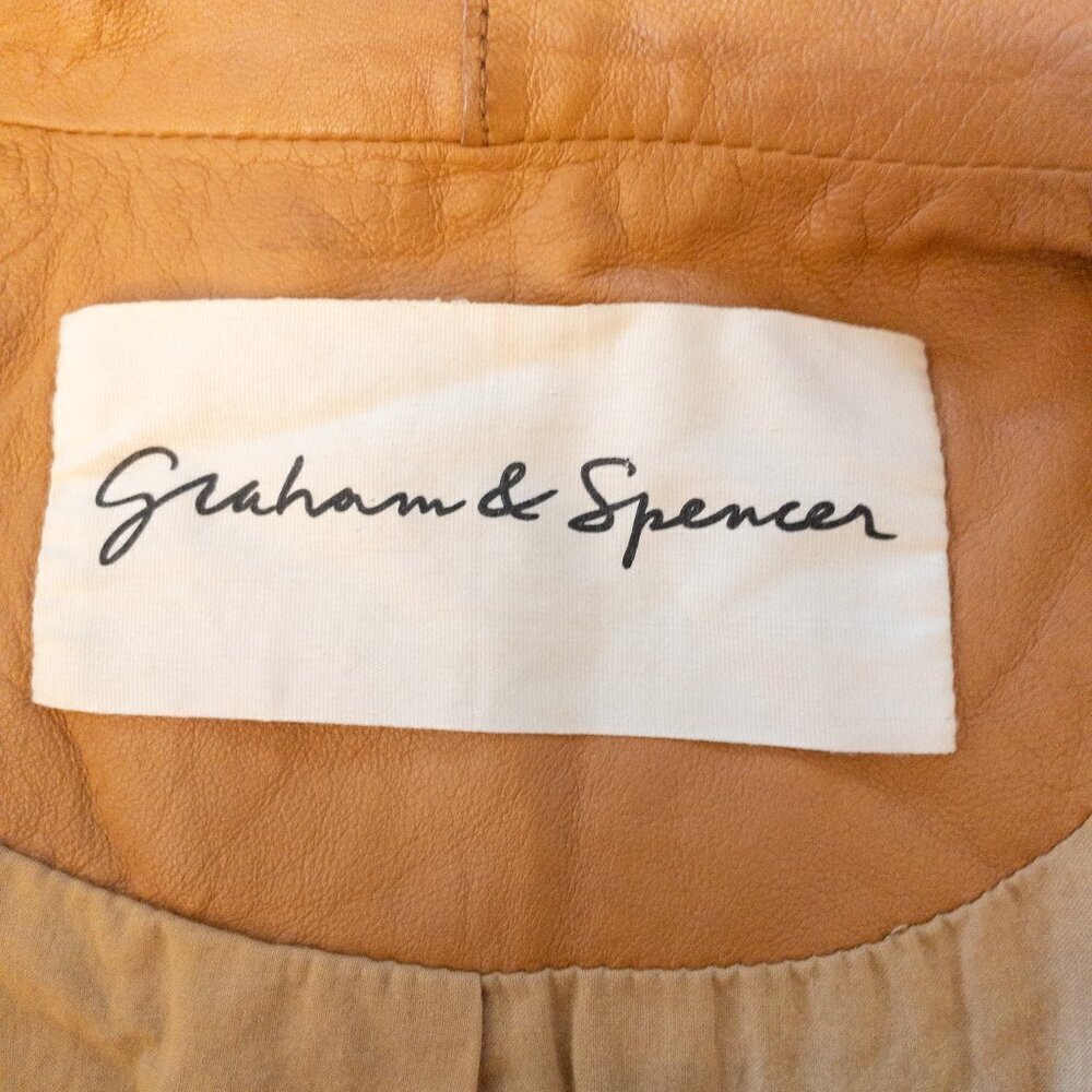 Graham & Spencer 100% Lambskin Leather Drape Jacket | Size P | Tan | Made in USA - Picture 3 of 6